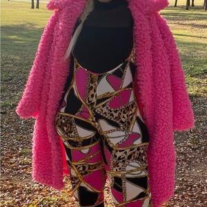 Vibrant Pink Faux Fur Coat